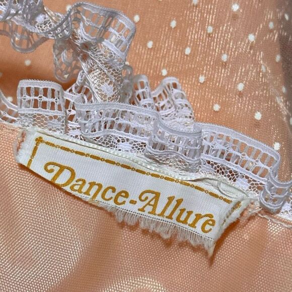 Vtg 70s Dance Allure Chiffon Lace Maxi Dress Size XS Peach Prom Coquette Fairy. - Picture 8 of 8